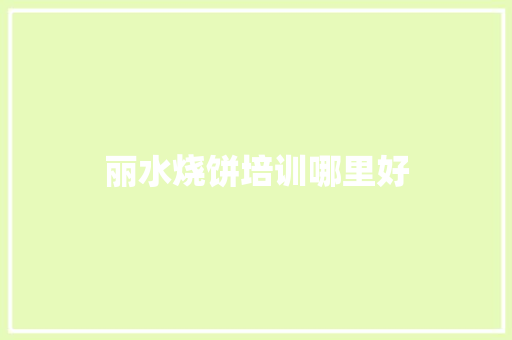 丽水烧饼培训哪里好