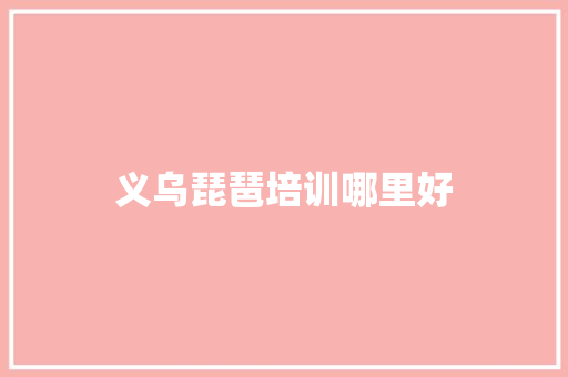 义乌琵琶培训哪里好