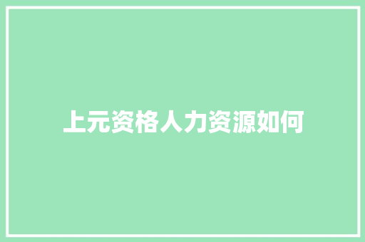 上元资格人力资源如何