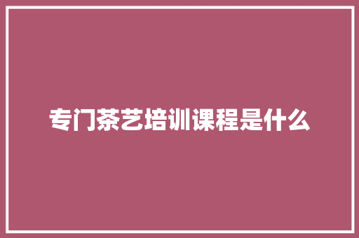 专门茶艺培训课程是什么