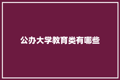 公办大学教育类有哪些