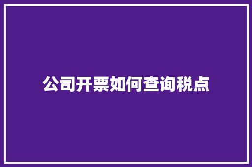 公司开票如何查询税点