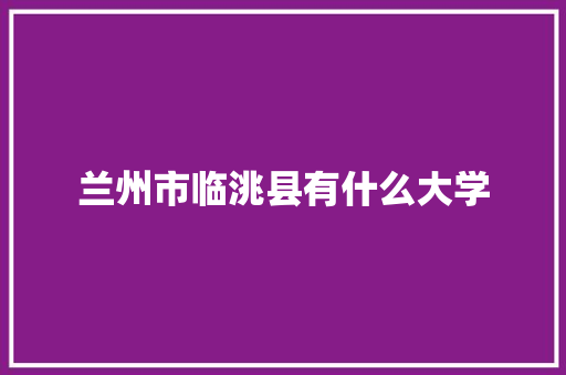 兰州市临洮县有什么大学