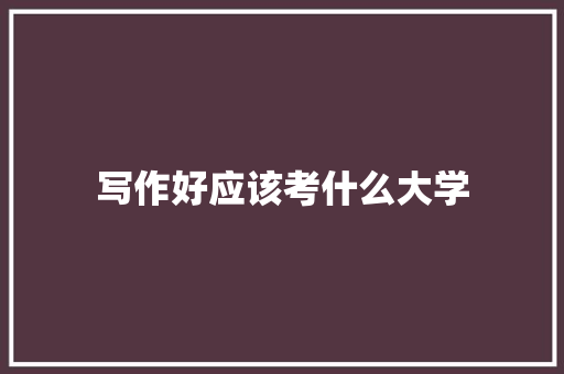 写作好应该考什么大学