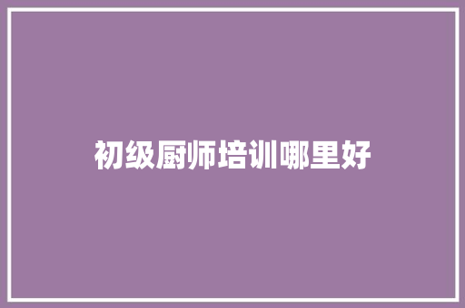初级厨师培训哪里好