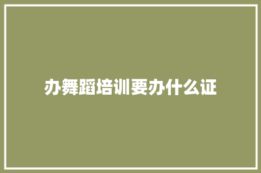 办舞蹈培训要办什么证