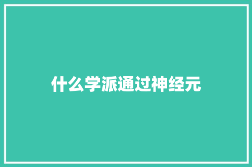 什么学派通过神经元