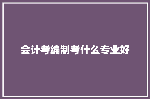 会计考编制考什么专业好 范文精选网