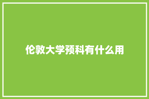 伦敦大学预科有什么用