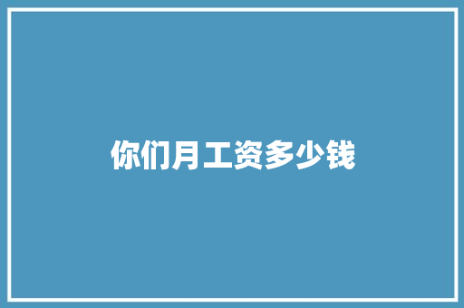 你们月工资多少钱