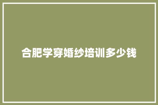 合肥学穿婚纱培训多少钱