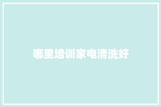 哪里培训家电清洗好