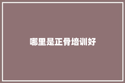 哪里是正骨培训好