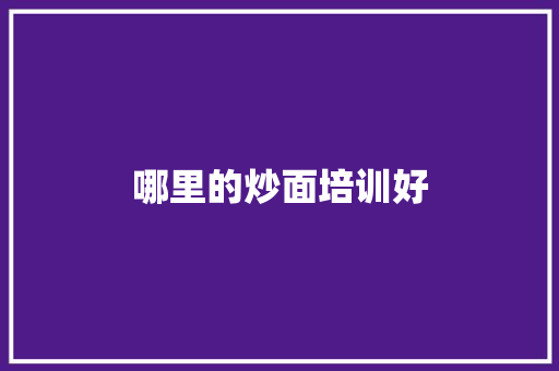 哪里的炒面培训好