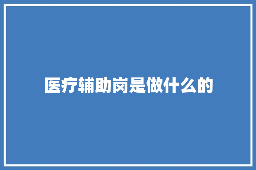 医疗辅助岗是做什么的