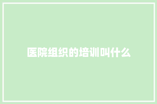 医院组织的培训叫什么