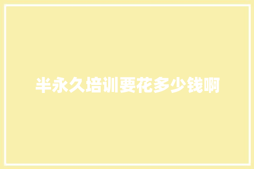 半永久培训要花多少钱啊