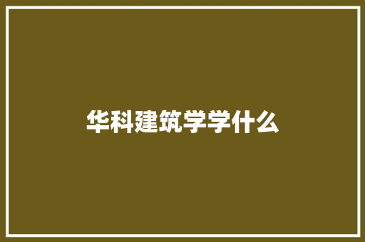 华科建筑学学什么