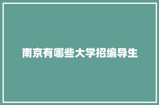 南京有哪些大学招编导生