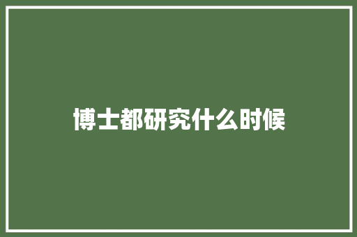 博士都研究什么时候