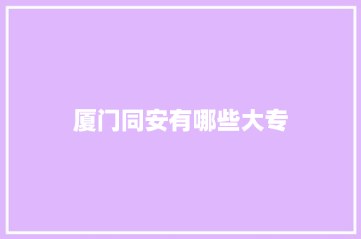 厦门同安有哪些大专