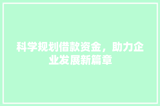 科学规划借款资金，助力企业发展新篇章