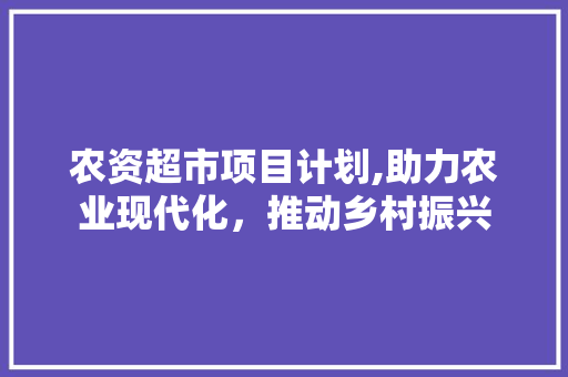 农资超市项目计划,助力农业现代化，推动乡村振兴