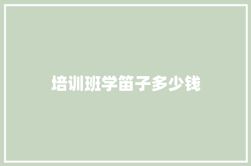 培训班学笛子多少钱