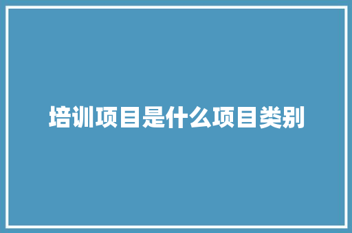 培训项目是什么项目类别