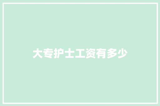 大专护士工资有多少