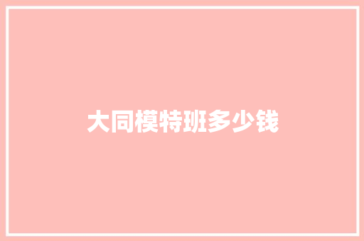大同模特班多少钱