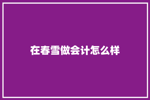 在春雪做会计怎么样