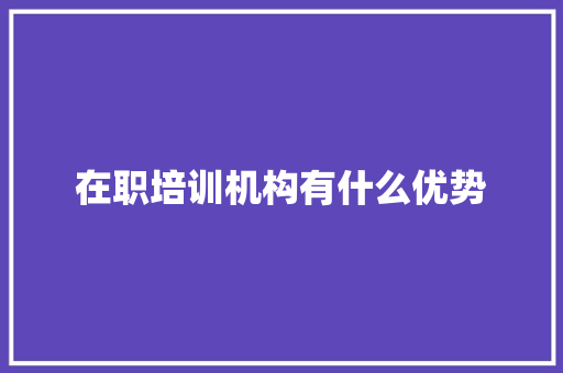 在职培训机构有什么优势