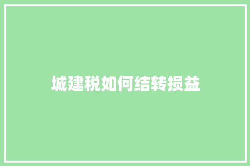 城建税如何结转损益