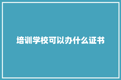培训学校可以办什么证书