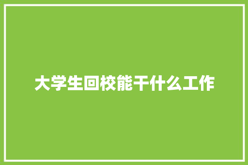 大学生回校能干什么工作