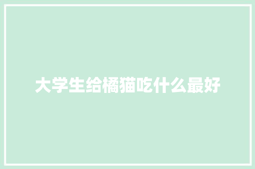 大学生给橘猫吃什么最好