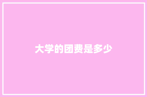 大学的团费是多少