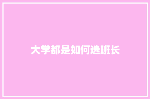 大学都是如何选班长 优秀范文