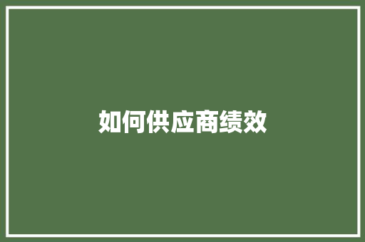 如何供应商绩效