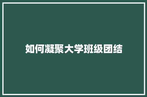 如何凝聚大学班级团结