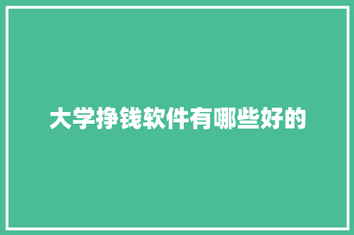 大学挣钱软件有哪些好的