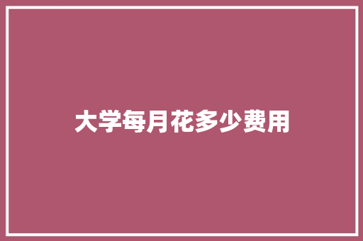 大学每月花多少费用