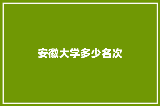 安徽大学多少名次