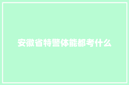 安徽省特警体能都考什么