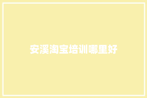 安溪淘宝培训哪里好