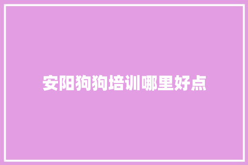 安阳狗狗培训哪里好点
