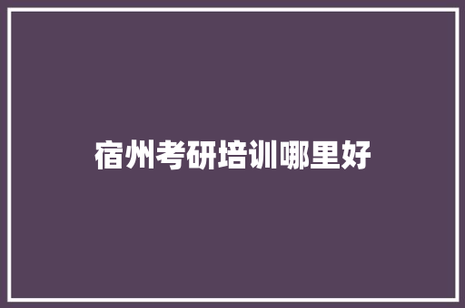 宿州考研培训哪里好