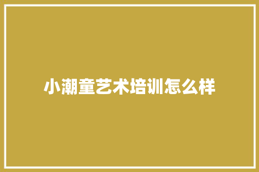 小潮童艺术培训怎么样