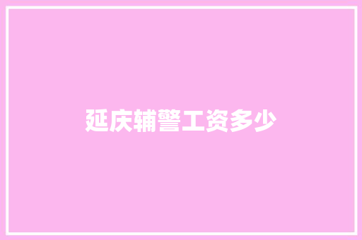 延庆辅警工资多少